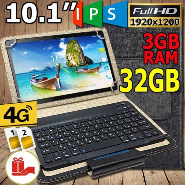 Мощный планшет - телефон с 3GB ОЗУ - MT104 - 4G IPS 10'' 3/32 + Чехол с Bluetooth клавиатурой! 10104612 фото