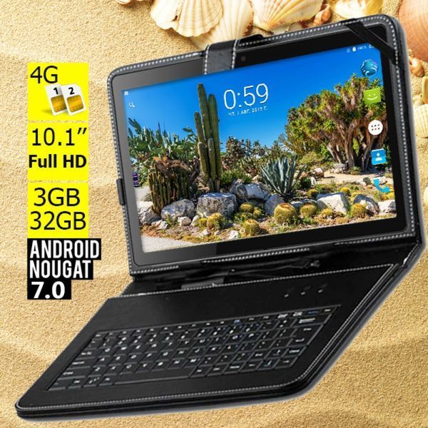 Потужний планшет - телефон з 3GB RAM - MT104 - 4G IPS 10" 3/32 + Чохол-клавіатура 101046 фото